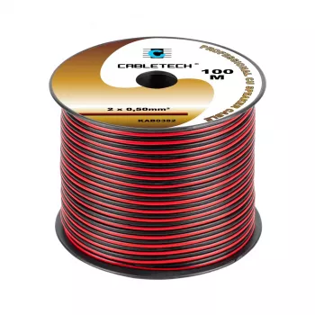 CABLETECH KAB0382 garsiakalbio kabelis 2x0,5mm² OFC 20m juodai-raudonas