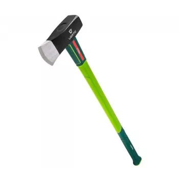 Verto 05G203 600 mm skaidymo kirvis su stiklo pluošto kotu ir ašmenų dangteliu, 1,25 kg grūdinto plieno galvute, ergonomiška neslystanti rankena, žalia/juoda