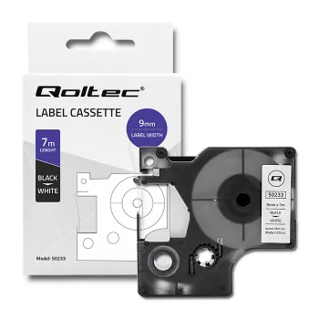 Qoltec DYMO D1 suderinama etikečių juosta 40913, 9mm x 7m, balta su juodu spaudiniu