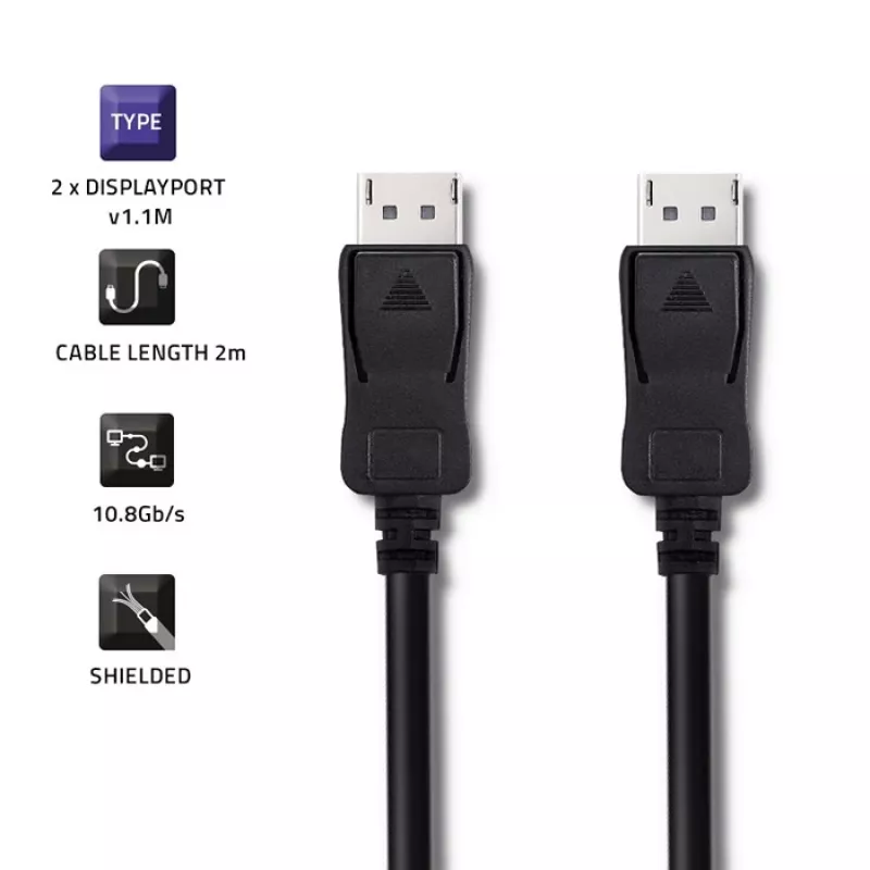 Qoltec DisplayPort 1.1 laidas, vyras į vyrą, 4K, 2m, juodas