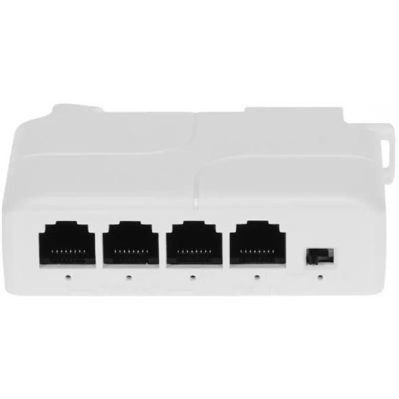 DELTA SPT-POE/3-POE-DIN-E 4 prievadų DIN bėgio PoE jungiklis/išplėtimo įrenginys, 3x PoE išėjimai 30W, 10/100 Mbps, nevaldomas, -40 iki 75°C