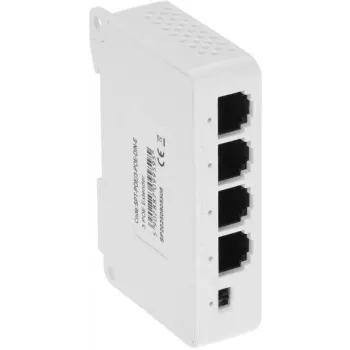 DELTA SPT-POE/3-POE-DIN-E 4 prievadų DIN bėgio PoE jungiklis/išplėtimo įrenginys, 3x PoE išėjimai 30W, 10/100 Mbps, nevaldomas, -40 iki 75°C