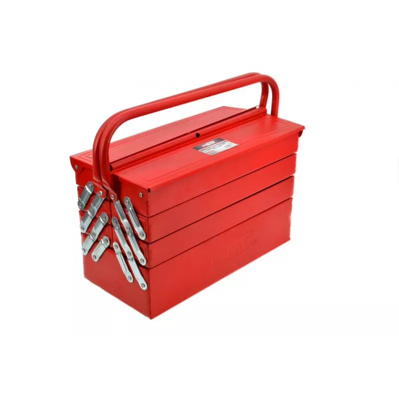 AWTOOLS AW30988 Įrankių dėžutė su 18 skyrelių, permatomu dangteliu, sukraunama organizavimo dėžutė smulkioms detalėms ir įrankiams, juoda/raudona