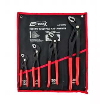 AWTOOLS 4 dalių reguliuojamų veržliarakčių rinkinys (7 col., 10 col., 12 col., 16 col.) su chromo vanadžio plienu ir ergonomiškomis rankenomis