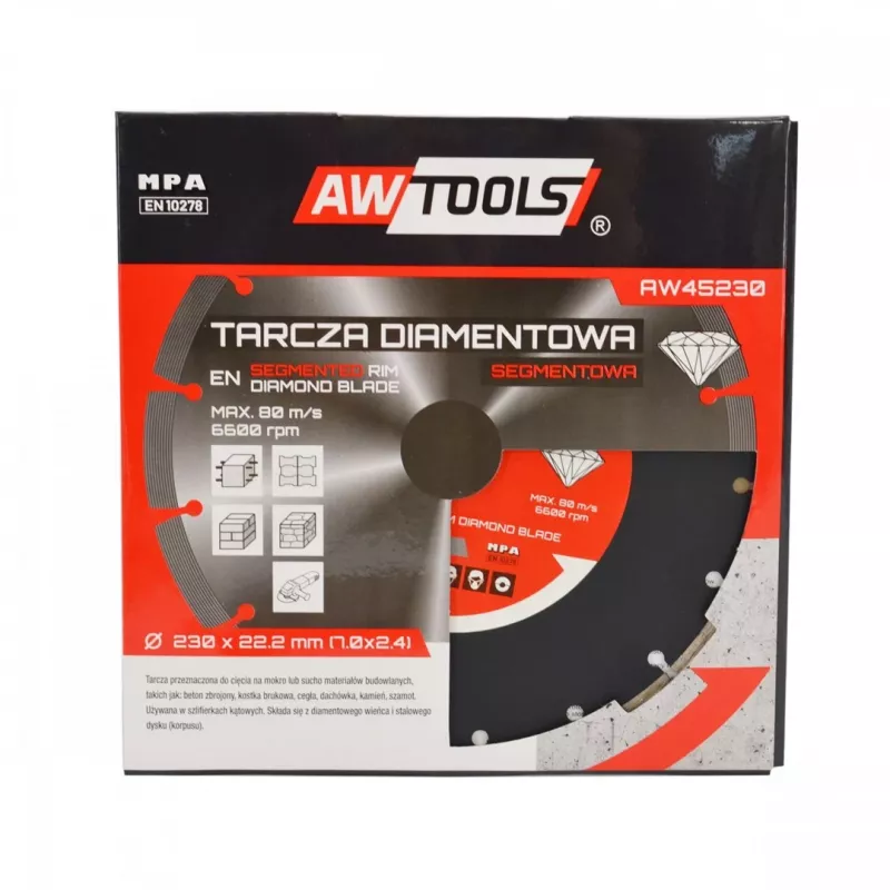 AWTOOLS AW45351 Deimantinis šlifavimo dubuo 125 mm turbo segmentas betonui, mūrui, akmeniui - sausas šlifavimas, 22,23 mm anga