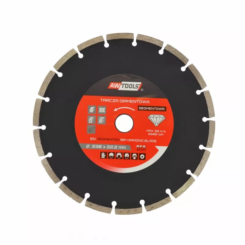 AWTOOLS AW45351 Deimantinis šlifavimo dubuo 125 mm turbo segmentas betonui, mūrui, akmeniui - sausas šlifavimas, 22,23 mm anga