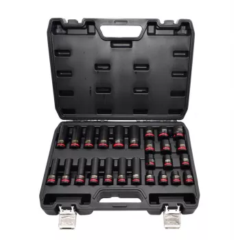 AWTOOLS 1/2 colio smūginių antgalių rinkinys, 26 vnt., 10-24mm, trumpi ir ilgi, Cr-Mo, Black Line