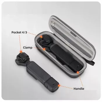 SUNNYLIFE kietas dėklas su karabinu, skirtas DJI Osmo Pocket 4 / 3 - pilka