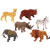 LEAN TOYS Laukinės faunos figūrėlių rinkinys (6 vnt.): dramblys, liūtas, raganosis, tigras, zebras, žirafa
