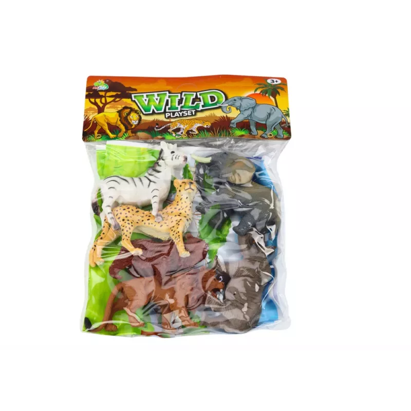 LEAN TOYS Laukinės faunos figūrėlių rinkinys (6 vnt.): dramblys, liūtas, raganosis, tigras, zebras, žirafa