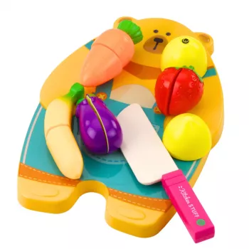 LEAN TOYS vaisių ir daržovių pjaustymo lentelė su peiliu, edukaciniai aksesuarai vaikams