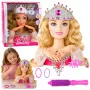 LEAN TOYS Beauty Fashion stiliaus galva lėlė su aksesuarais, šviesiais plaukais, 25 cm, vaikams nuo 3 m.