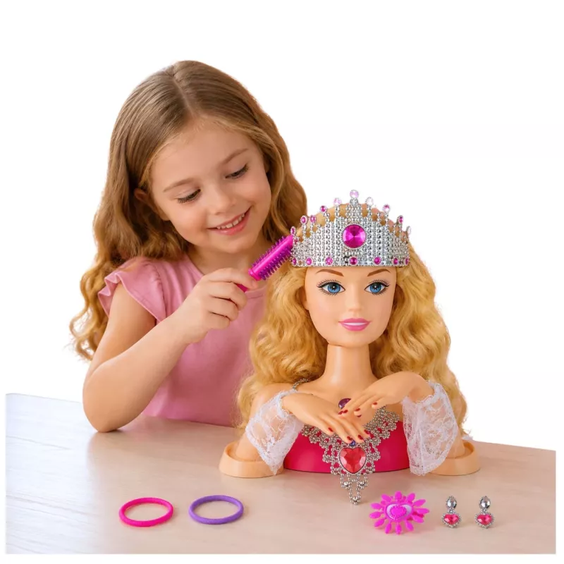 LEAN TOYS Beauty Fashion stiliaus galva lėlė su aksesuarais, šviesiais plaukais, 25 cm, vaikams nuo 3 m.