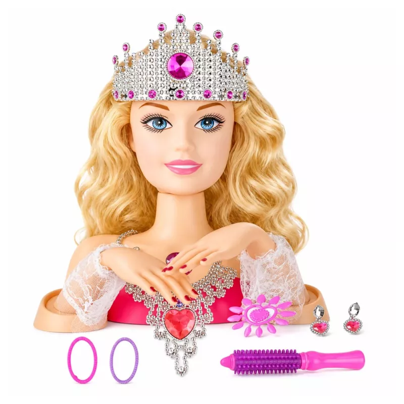 LEAN TOYS Beauty Fashion stiliaus galva lėlė su aksesuarais, šviesiais plaukais, 25 cm, vaikams nuo 3 m.
