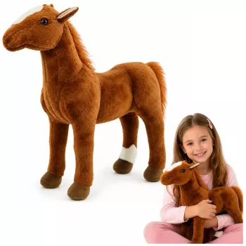 LEAN TOYS rudas pliušinis arklys, minkštas žaislas 40 cm