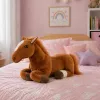 LEAN TOYS rudas pliušinis arklys, minkštas žaislas 40 cm