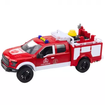 LEAN TOYS Gaisrinis automobilis su vandens purškimu, šviesomis ir garsais, baltas ir raudonas, 1:12
