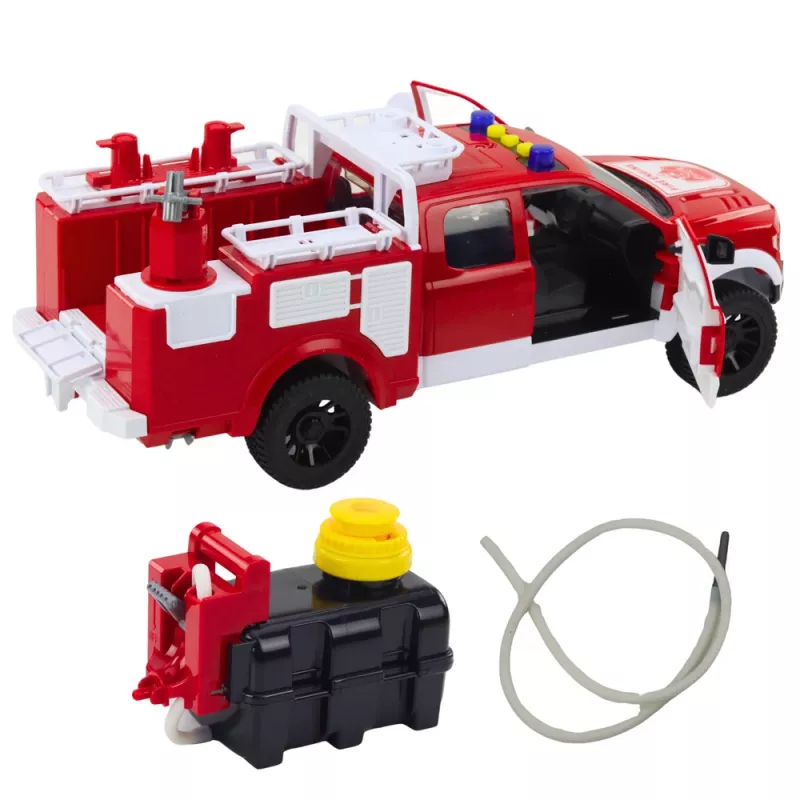 LEAN TOYS Gaisrinis automobilis su vandens purškimu, šviesomis ir garsais, baltas ir raudonas, 1:12