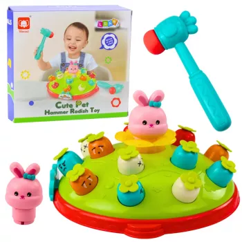LEAN TOYS Arkadinis žaidimas Mušk morkas plaktuku Šokinėjantis triušis