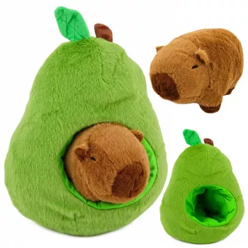 LEAN TOYS Žalias avokadas su kapybara 2 viename apverčiamas pliušinis žaislas 35 cm