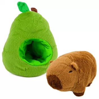 LEAN TOYS Žalias avokadas su kapybara 2 viename apverčiamas pliušinis žaislas 35 cm
