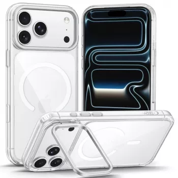 TECH-PROTECT MAGSTAND MagSafe skaidrus dėklas su atlenkiama kojyte, skirtas iPhone 17 Pro Max / 18 Pro Max