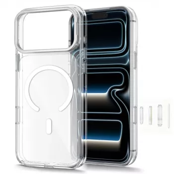 TECH-PROTECT MAGSTAND MagSafe skaidrus dėklas su atlenkiama kojyte, skirtas iPhone 17 Pro Max / 18 Pro Max