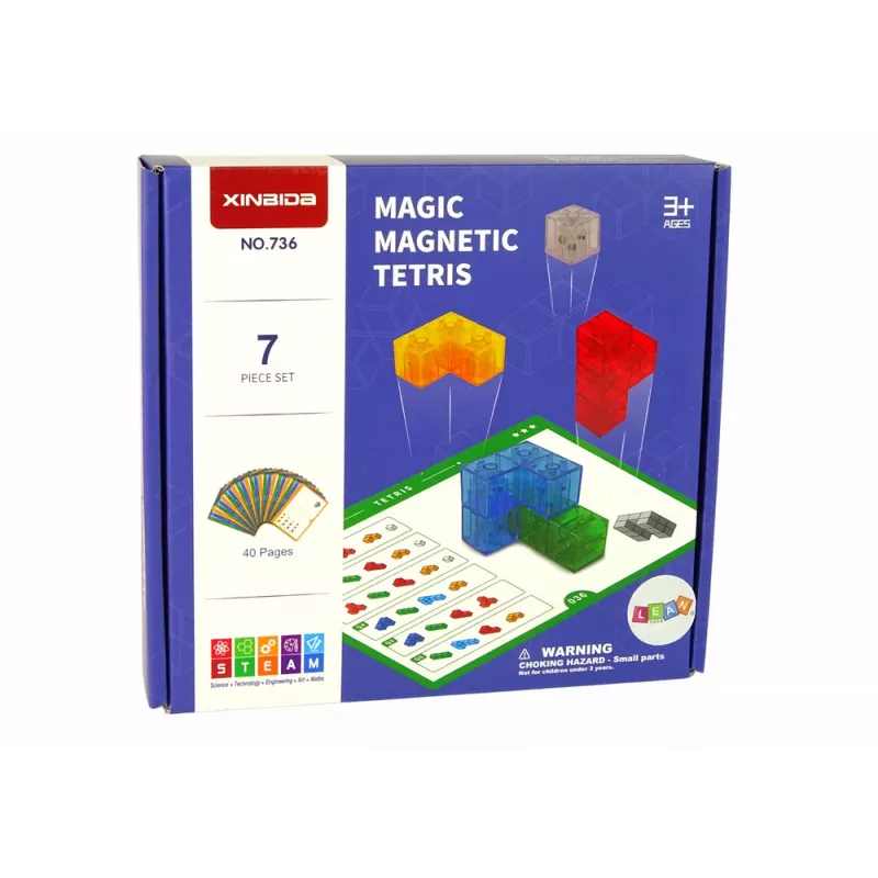 LEAN TOYS Magic Magnetic Cube 7 Elements - Magnetinis 3D galvosūkis, 7 dalys, įvairių spalvų, lavinantis žaislas nuo 6 metų