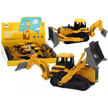 LEAN TOYS vikšrinis ekskavatorius statybinė transporto priemonė su 2 kaušais geltona
