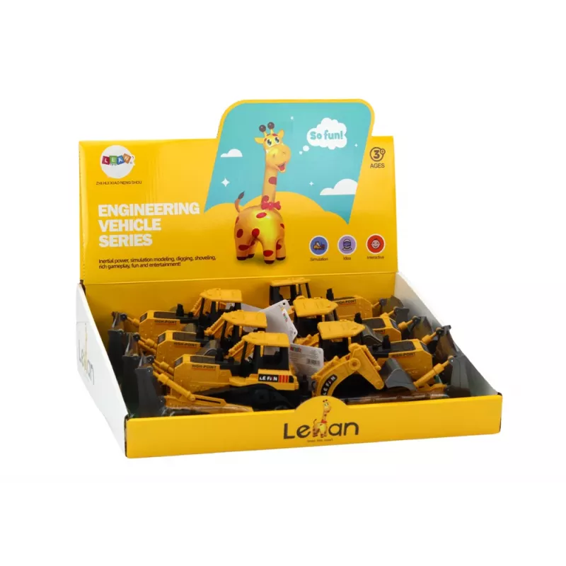 LEAN TOYS vikšrinis ekskavatorius statybinė transporto priemonė su 2 kaušais geltona
