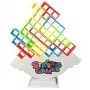 LEAN TOYS Tetris bokšto pusiausvyros įgūdžių žaidimas 16 blokelių 22 spalvotos kortelės