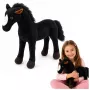LEAN TOYS Pliušinis arklys Minkštas žaislas Mascot Juodas 40cm x 37cm