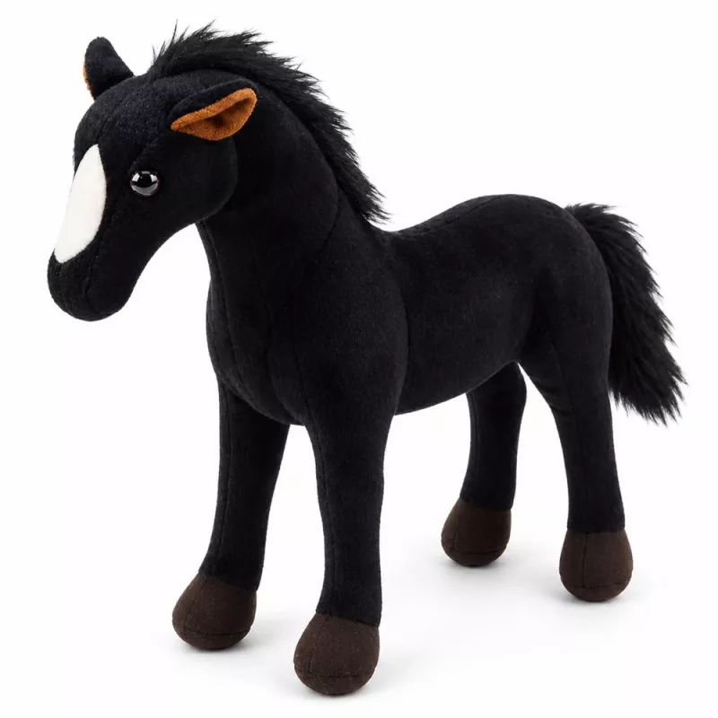 LEAN TOYS Pliušinis arklys Minkštas žaislas Mascot Juodas 40cm x 37cm