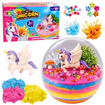 LEAN TOYS Crystal Growing eksperimentų rinkinys Vienaragio terariumas su LED apšvietimu