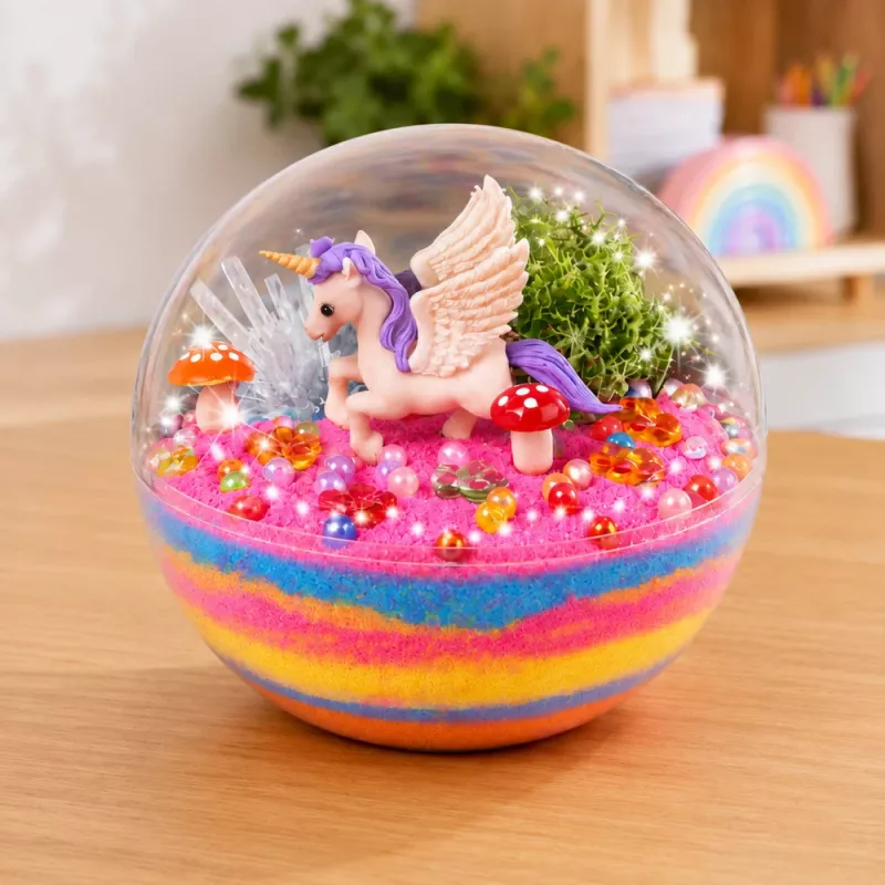 LEAN TOYS Crystal Growing eksperimentų rinkinys Vienaragio terariumas su LED apšvietimu
