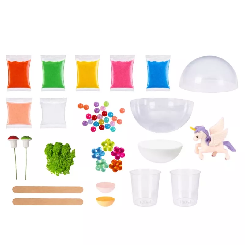 LEAN TOYS Crystal Growing eksperimentų rinkinys Vienaragio terariumas su LED apšvietimu