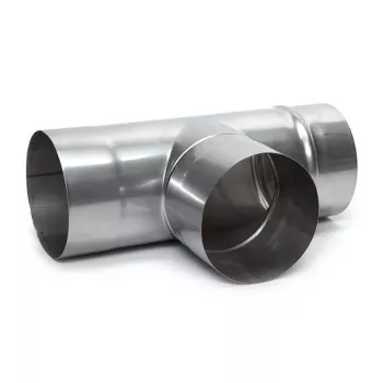 Cinkuoto plieno kamino dūmtraukio trišakis 107mm x 160mm 90°