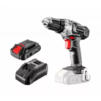 Graphite 58G000-SET1 18V belaidis gręžtuvas-suktuvas su 2x 2.0Ah akumuliatoriais, 35 Nm, be rakto griebtuvu, LED šviesa, juoda/raudona