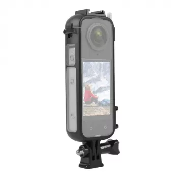 PULUZ PU979B Apsauginis rėmas su dviem šalto bato laikikliais, skirtas Insta360 X4 – juodas