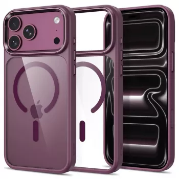 Tech-Protect Magmat MagSafe skaidrus dėklas, skirtas iPhone 17 Pro Max / 18 Pro Max - tamsiai vyšninė
