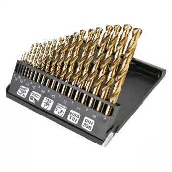 NEO TOOLS 19 dalių HSS-TiN metalo grąžtų rinkinys 1,0-10,0 mm