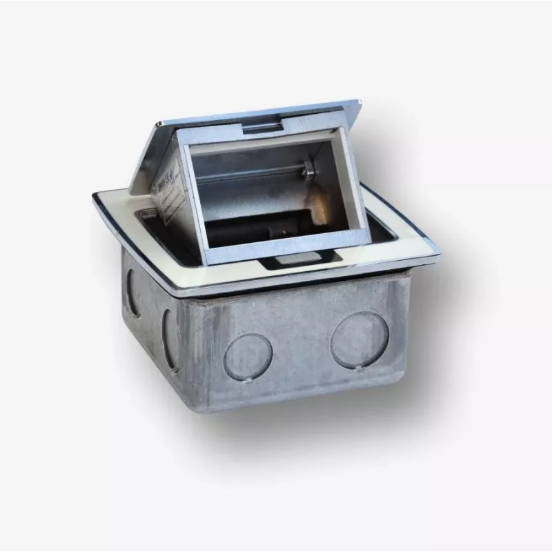 BACHMANN Mini Countertop Box 3M - stalviršio dėžutė standartiniams lizdams 22,5x45 mm (45x45 mm), pasvirusiu dangteliu, balta