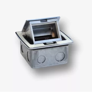 BACHMANN Mini Countertop Box 3M - stalviršio dėžutė standartiniams lizdams 22,5x45 mm (45x45 mm), pasvirusiu dangteliu, balta