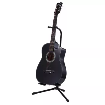 MOZOS GSONE gitaros stovas A-formos universalus sulankstomas su apsauginiu paminkštinimu juodas