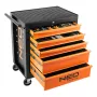 NEO TOOLS dirbtuvių spinta, 5 stalčiai + 117 įrankių, rutuliniais kreiptuvais, centriniu užraktu, 400 kg statinė apkrova, juoda