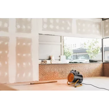 NEO TOOLS 90-068 Pramoninis elektrinis ventiliatorinis šildytuvas 3kW, 2 šildymo režimai, IPX4 atsparus purslams, reguliuojamas termostatas, nešiojamas