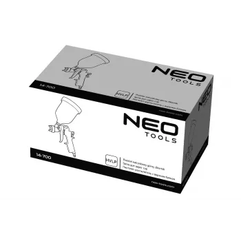 NEO Tools 14-700 Pneumatinis pūtimo pistoletas su 1/4 colio greitąja mova, 10 barų maksimalus slėgis, aliuminio korpusas, plieninis antgalis, ergonomiškas svirtinis gaidukas, integruota pakabinimo kilpa