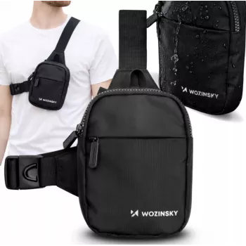 Wozinsky WMS-W1 Mini pečių krepšys išmaniesiems telefonams, dviejų skyrių, juodas