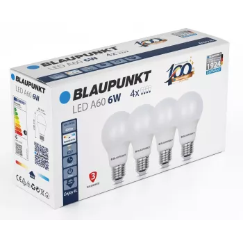 Blaupunkt LED lemputė E27 A60 600 lm 6W 4000K, 4 vnt. (BLAUPUNKT-E27-6W-NW-4)
