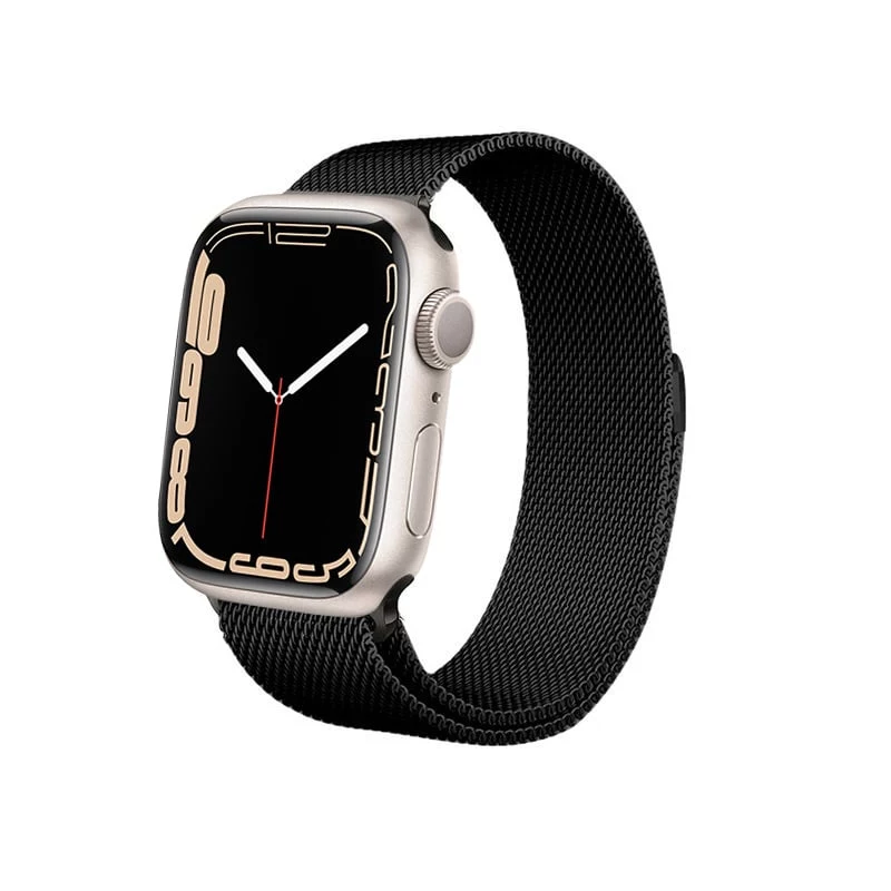 Crong Milano Steel - nerūdijančio plieno dirželis, skirtas Apple Watch 44/45/46/49 mm (juodas)